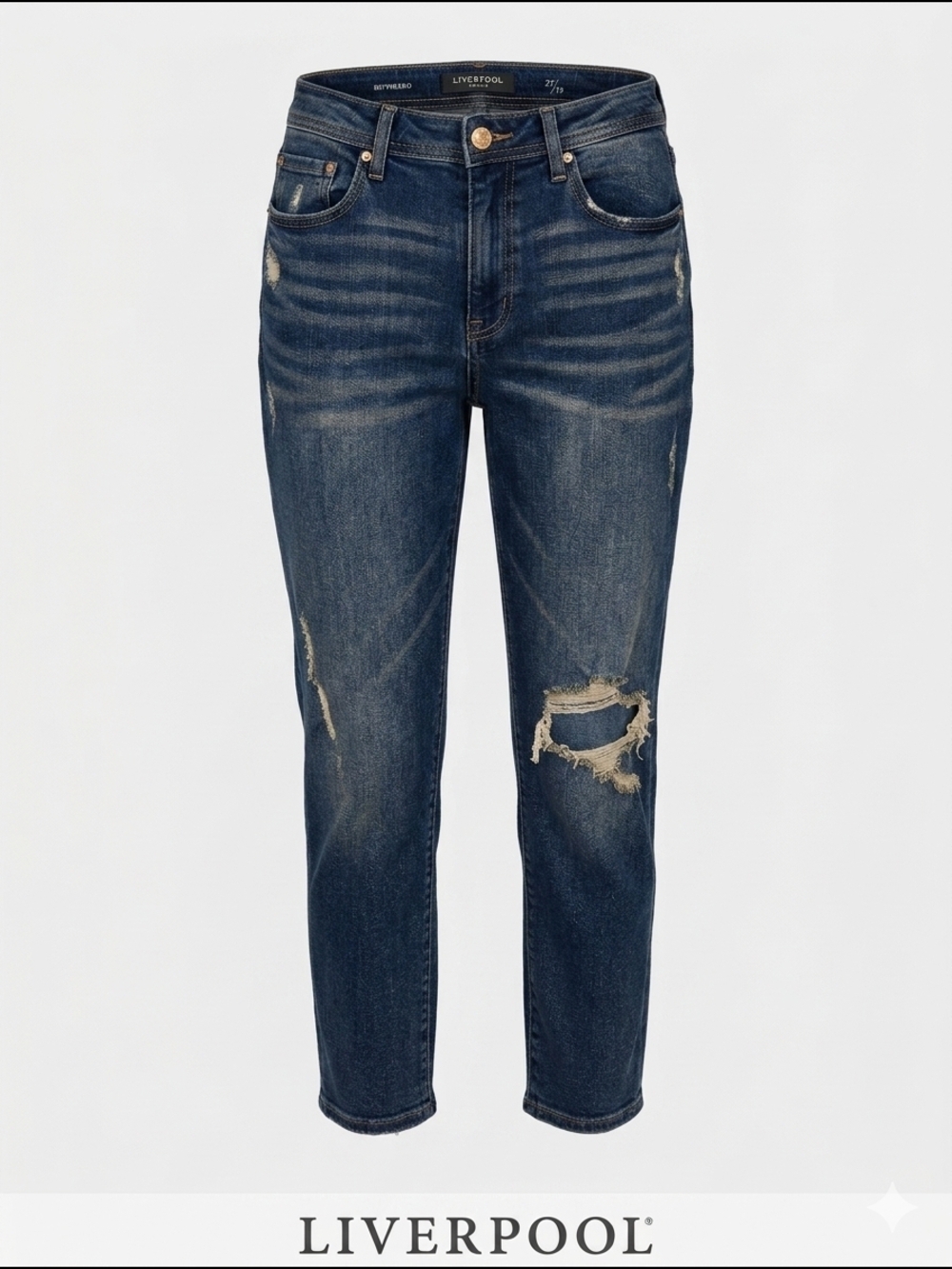 Liverpool Los Angeles "The Boyfriend" Distressed Jeans Blue Size 14 | 27" Inseam